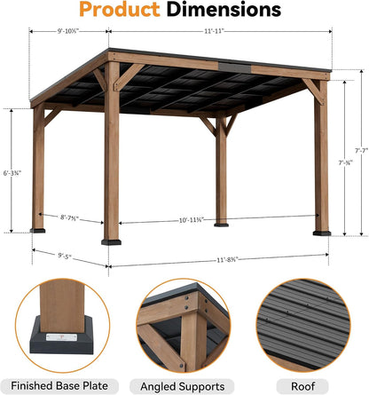 Modern Shade Wood Grill Gazebo 10' X 12' with Sloped Galvanized Steel Roof