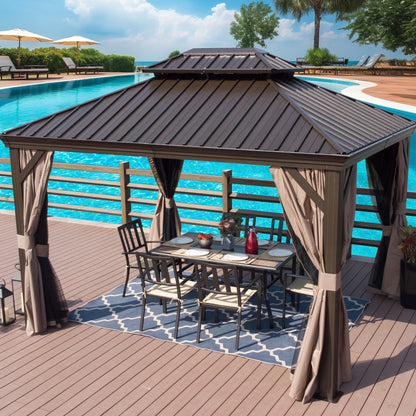 Alexander 10-Ft X 12-Ft Hardtop Roof Aluminum Gazebo (Screen Included)