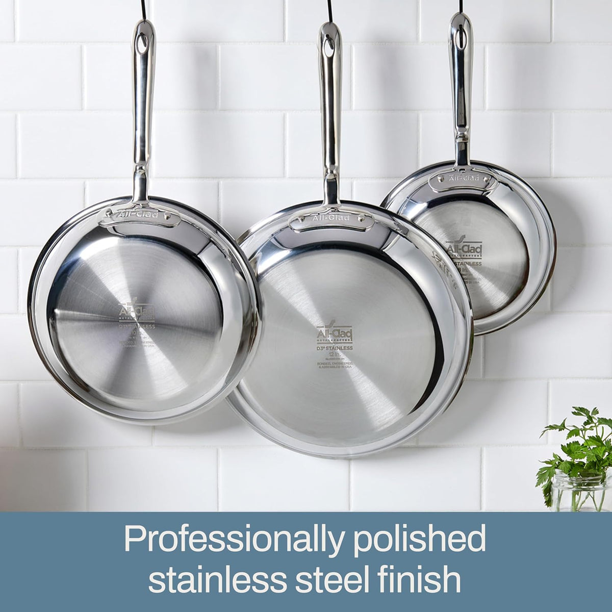 All-Clad D3® Stainless Steel 10 Piece Cookware Set- Made in USA- Includes Frying Pans, Saucepan, Sautépan, Stockpot - Professional Grade -Oven Safe & Induction Compatible