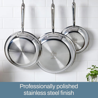 All-Clad D3® Stainless Steel 10 Piece Cookware Set- Made in USA- Includes Frying Pans, Saucepan, Sautépan, Stockpot - Professional Grade -Oven Safe & Induction Compatible