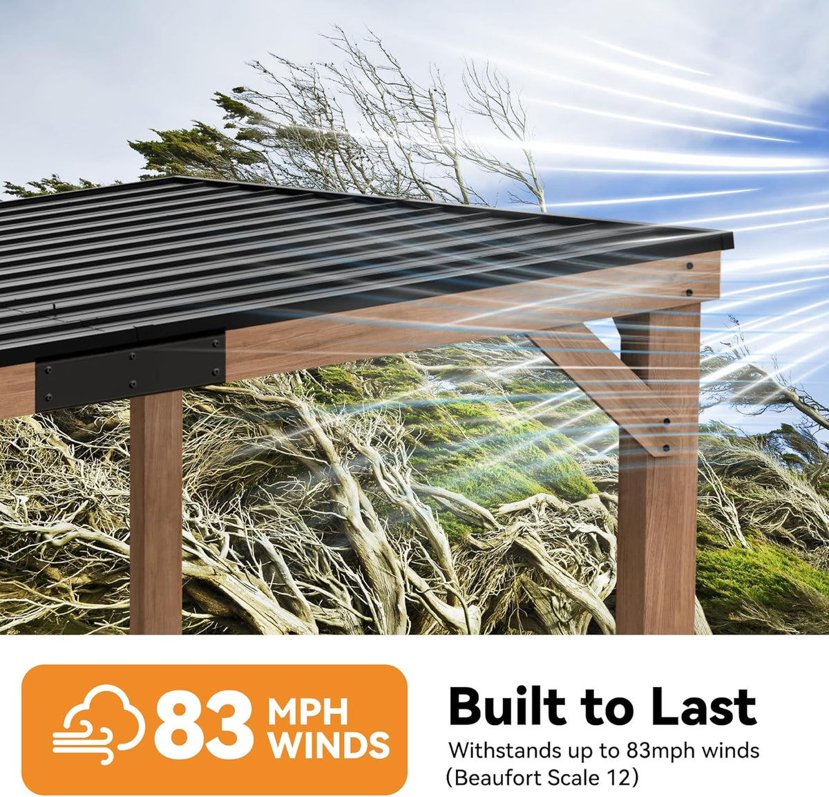 Modern Shade Wood Grill Gazebo 10' X 12' with Sloped Galvanized Steel Roof