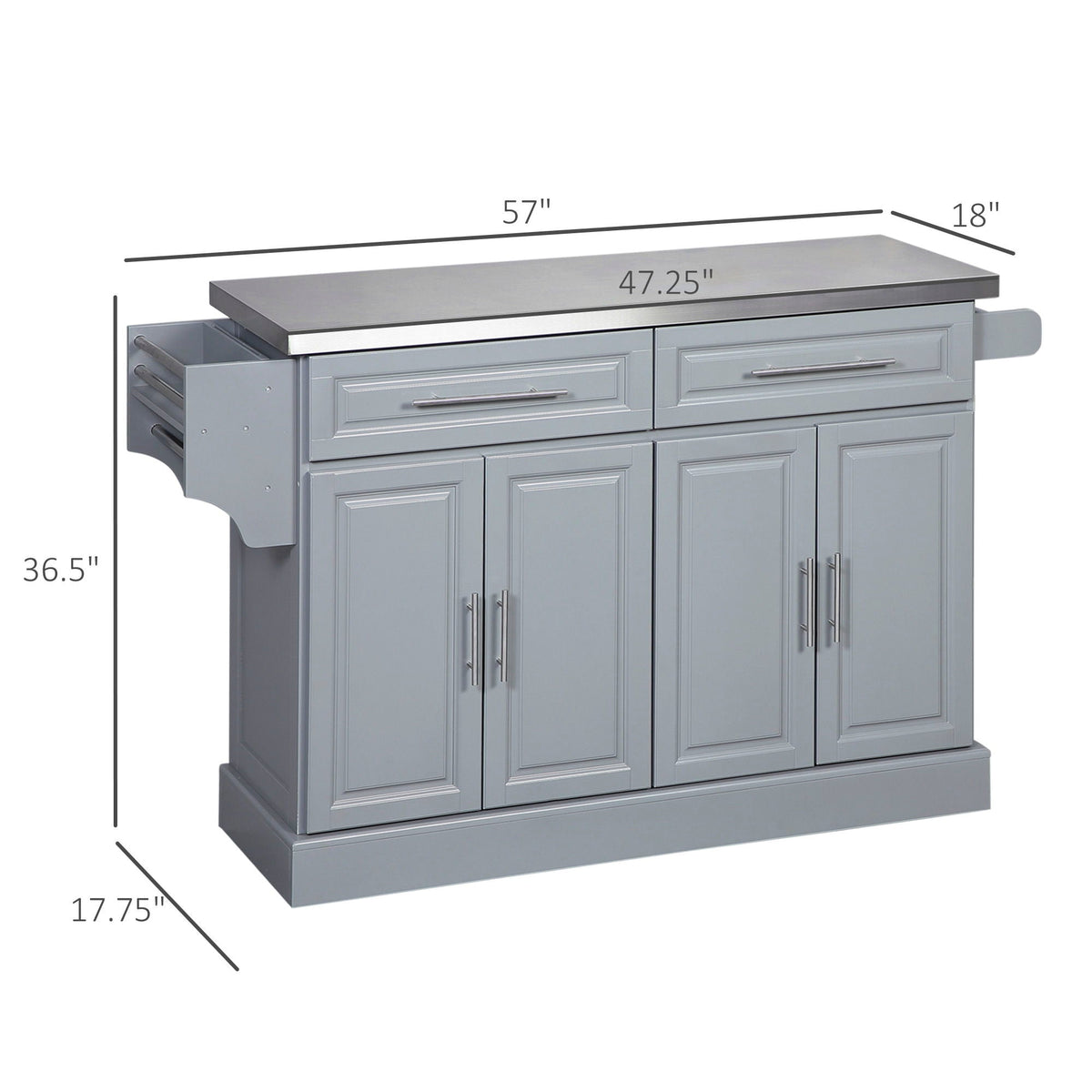 Rolling Kitchen Island | Stainless Steel Top | 2 Drawers, Cabinets & Kitchen Organizers
