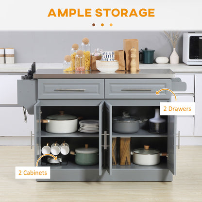 Rolling Kitchen Island | Stainless Steel Top | 2 Drawers, Cabinets & Kitchen Organizers