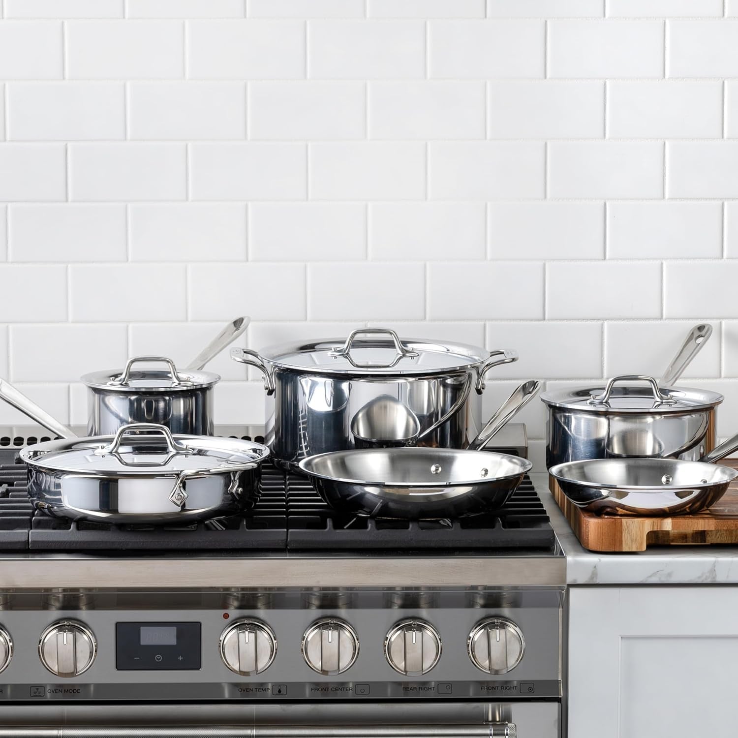 All-Clad D3® Stainless Steel 10 Piece Cookware Set- Made in USA- Includes Frying Pans, Saucepan, Sautépan, Stockpot - Professional Grade -Oven Safe & Induction Compatible