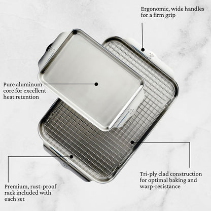 10-Piece Nanobond Molecular Titanium Cookware Set + 5-Piece Ovenbond Stainless Steel Baking Sheet Set