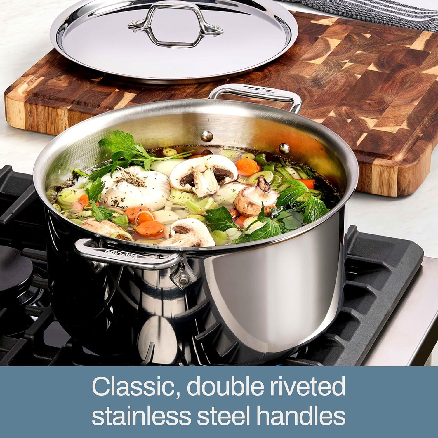 All-Clad D3® Stainless Steel 10 Piece Cookware Set- Made in USA- Includes Frying Pans, Saucepan, Sautépan, Stockpot - Professional Grade -Oven Safe & Induction Compatible