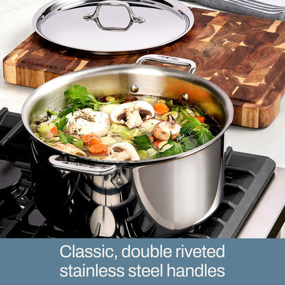 All-Clad D3® Stainless Steel 10 Piece Cookware Set- Made in USA- Includes Frying Pans, Saucepan, Sautépan, Stockpot - Professional Grade -Oven Safe & Induction Compatible