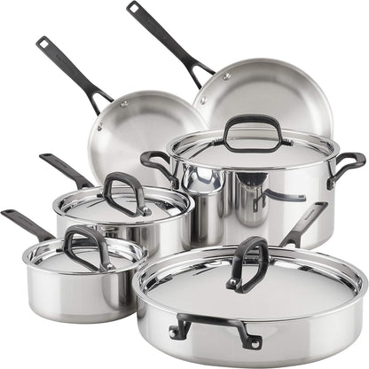 Kitchenaid Stainless Steel Cookware Induction Pots and Pans Set, 10-Piece
