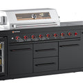 109-Inch All-in-One Outdoor Kitchen | 8-Burner Grill | Sink & Refrigerator | SS304 & Black Granite
