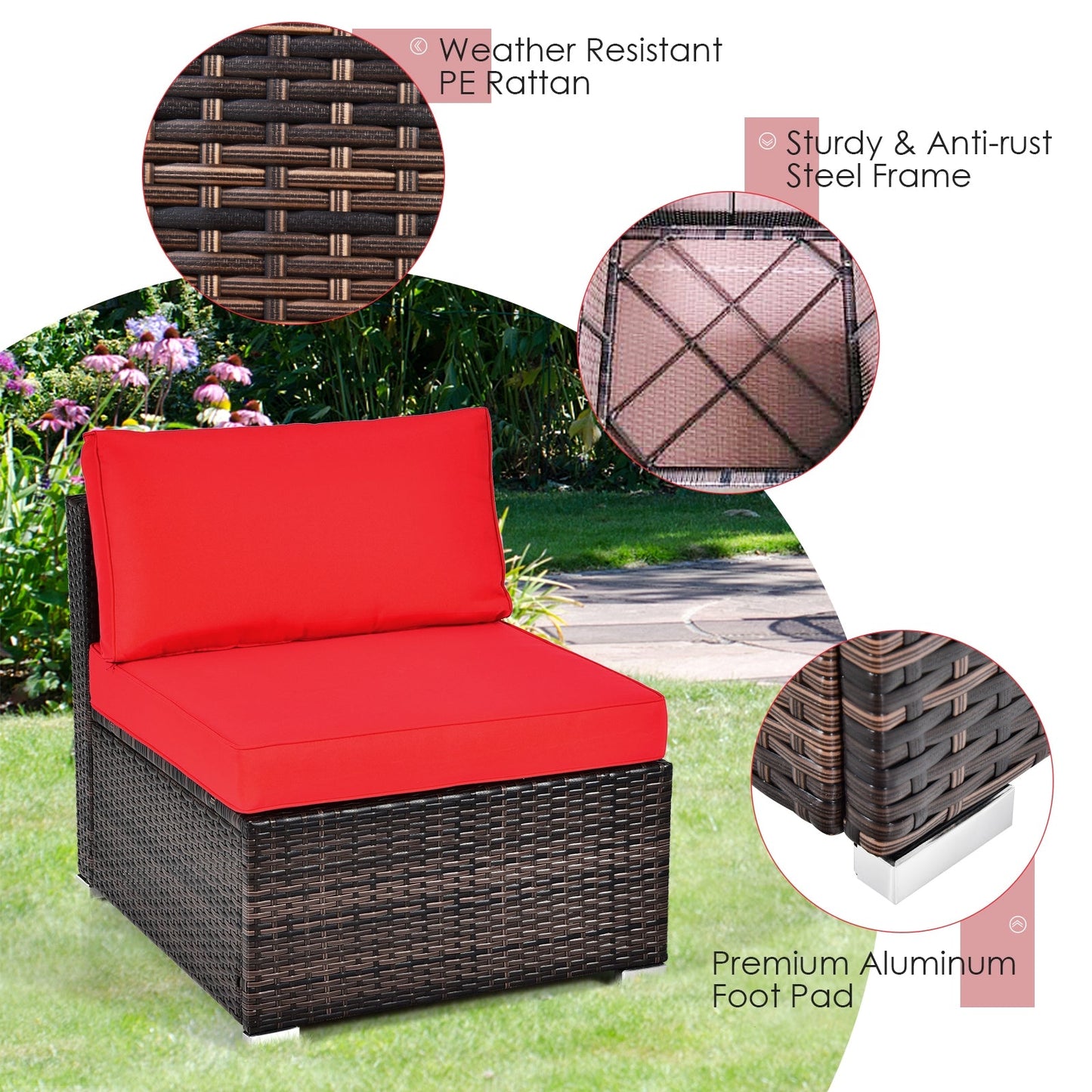 6-Piece Patio Rattan Furniture Set | Cushions & Glass Coffee Table