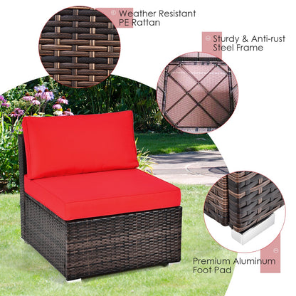 6-Piece Patio Rattan Furniture Set | Cushions & Glass Coffee Table
