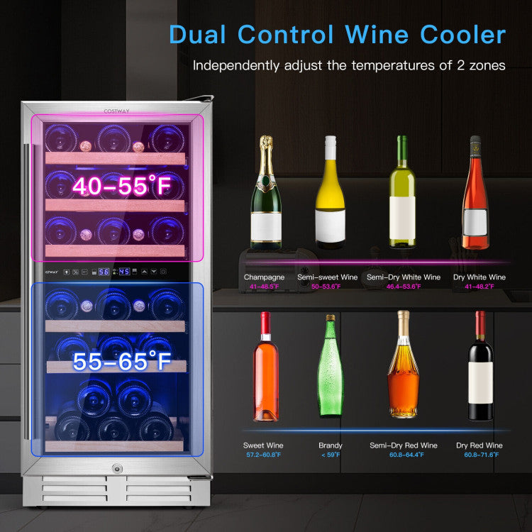 Dual-Zone 30-Bottle Wine Cooler | Compressor Cooling | Touchscreen Controls