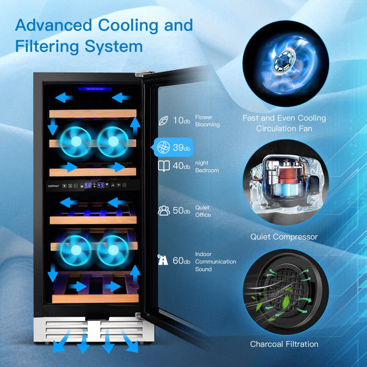 Dual-Zone 30-Bottle Wine Cooler | Compressor Cooling | Touchscreen Controls