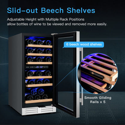 Dual-Zone 30-Bottle Wine Cooler | Compressor Cooling | Touchscreen Controls